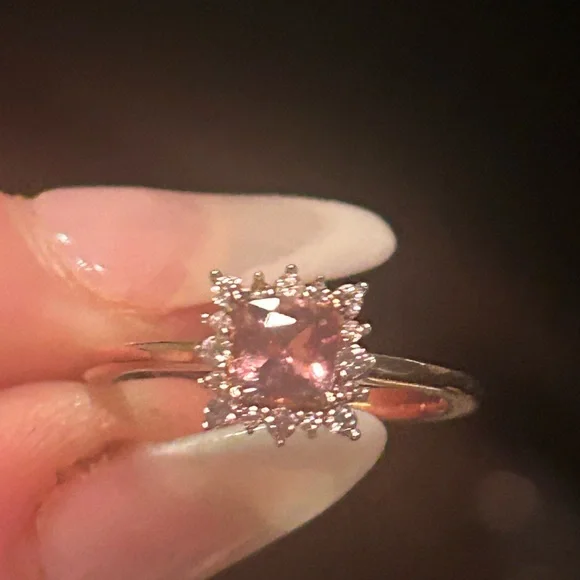 Blush Pink Apatite Halo Ring 14K Rose Gold over 925 Sterling Silver - Picture 9 of 14